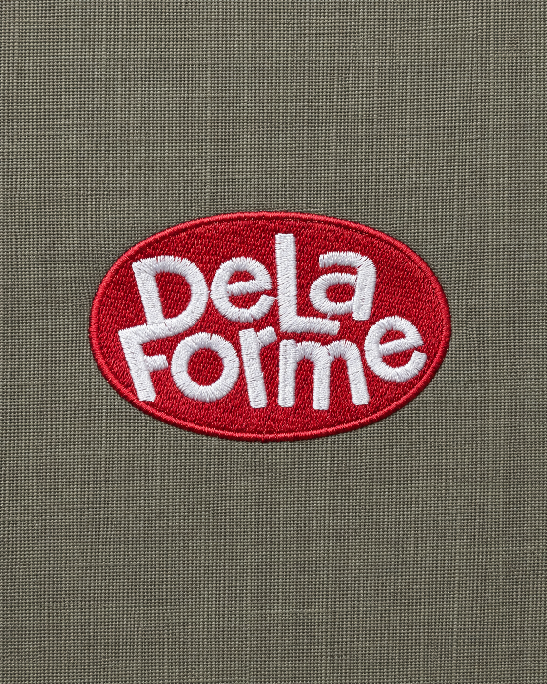 De La Forme Embroidered Open-Collar Short Sleeve Shirt – Olive
