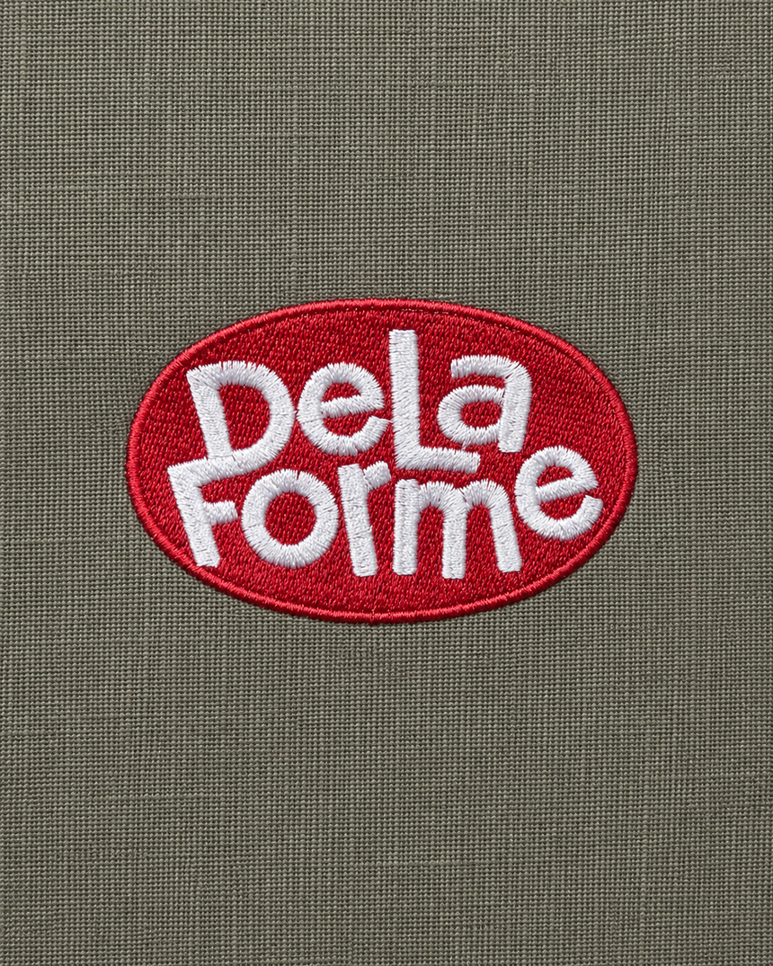 De La Forme Embroidered Open-Collar Short Sleeve Shirt – Olive