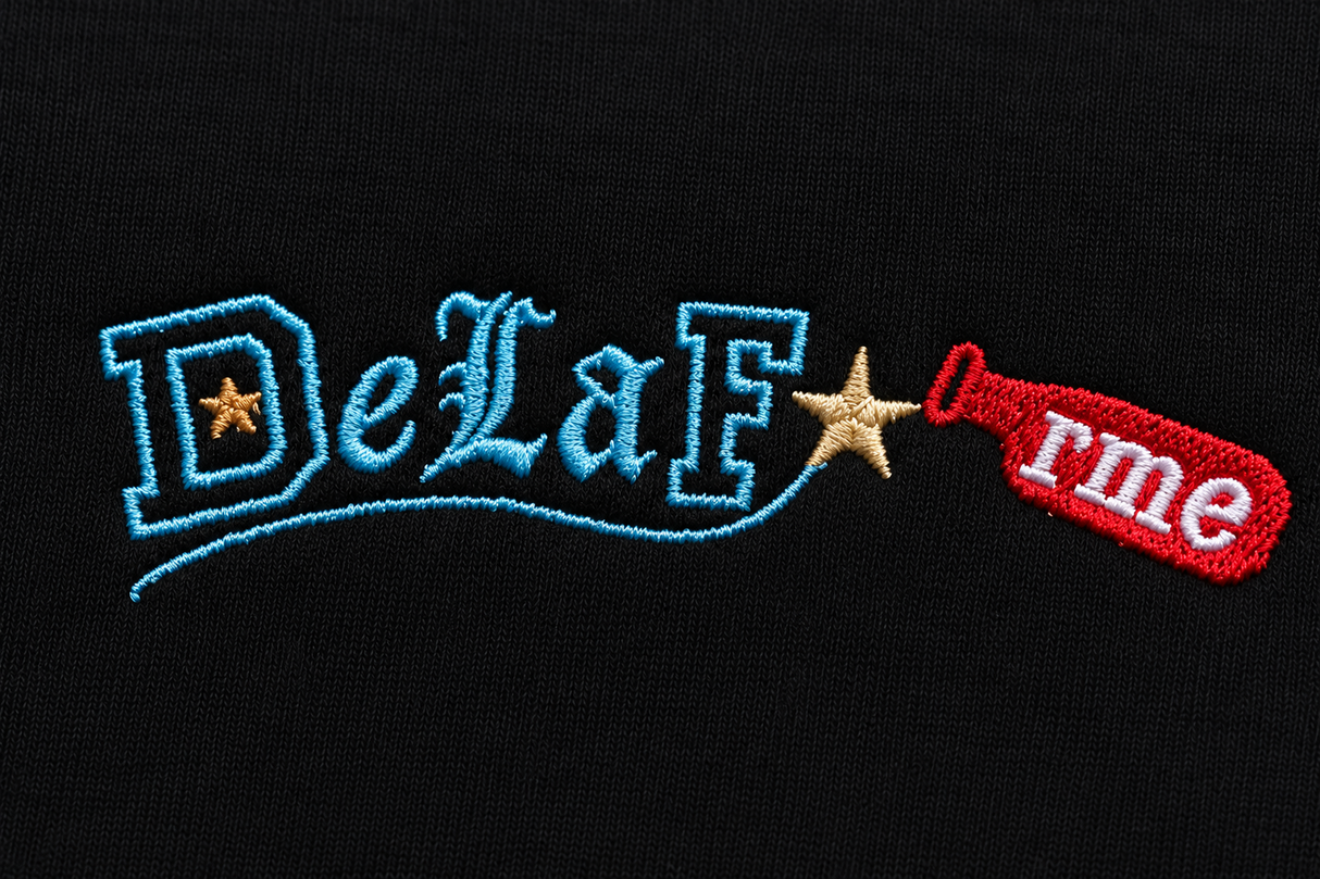 DeLaForme Bottle Flow Black Embroidered Crewneck Sweatshirt