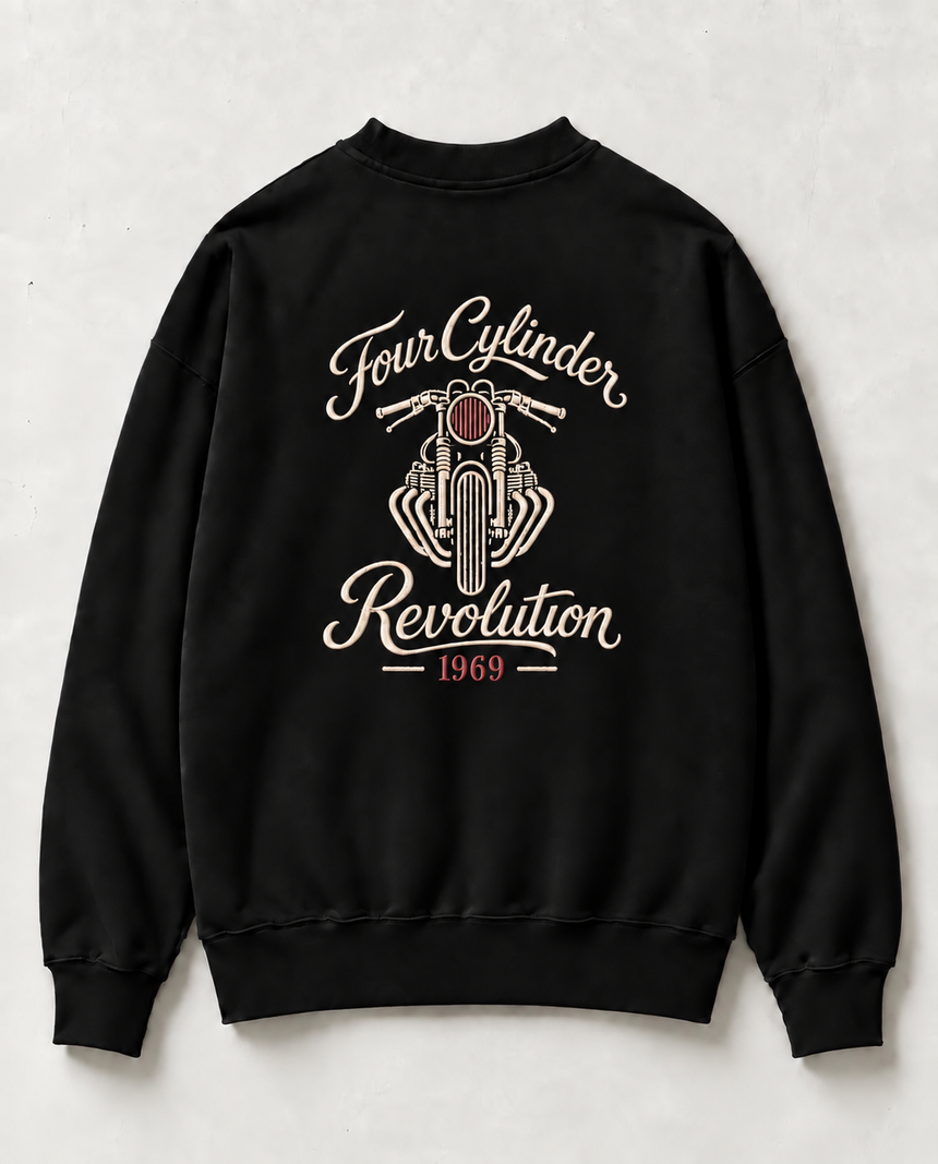 De La Forme Four Cylinder Revolution Embroidered Crewneck
