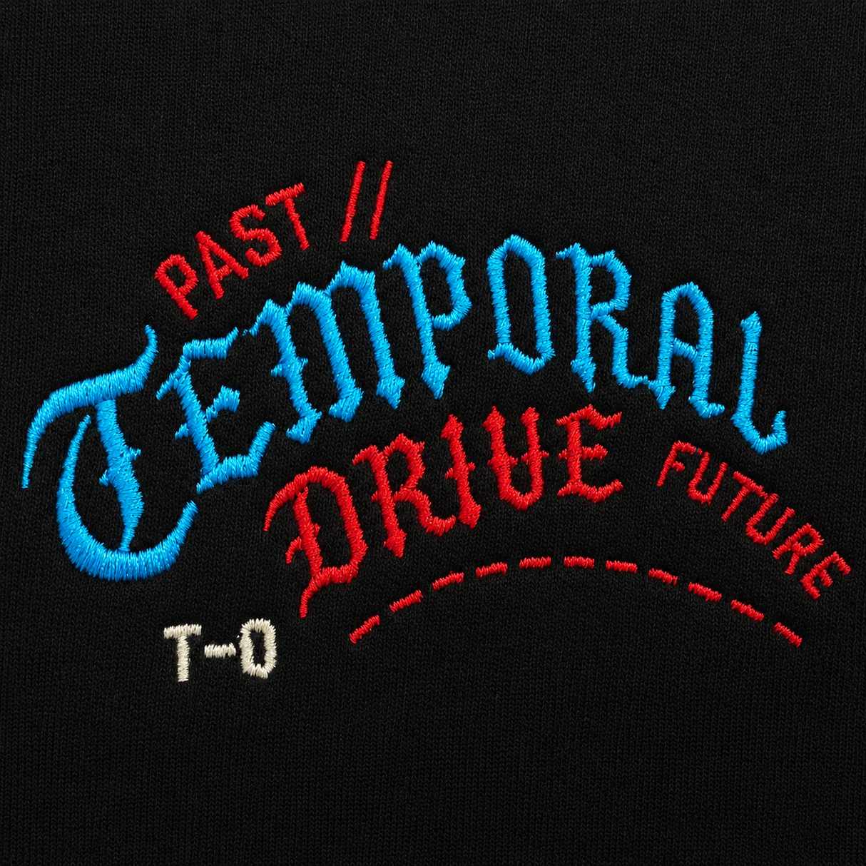 Temporal Drive Time Machine Embroidered Zip-Up Hoodie