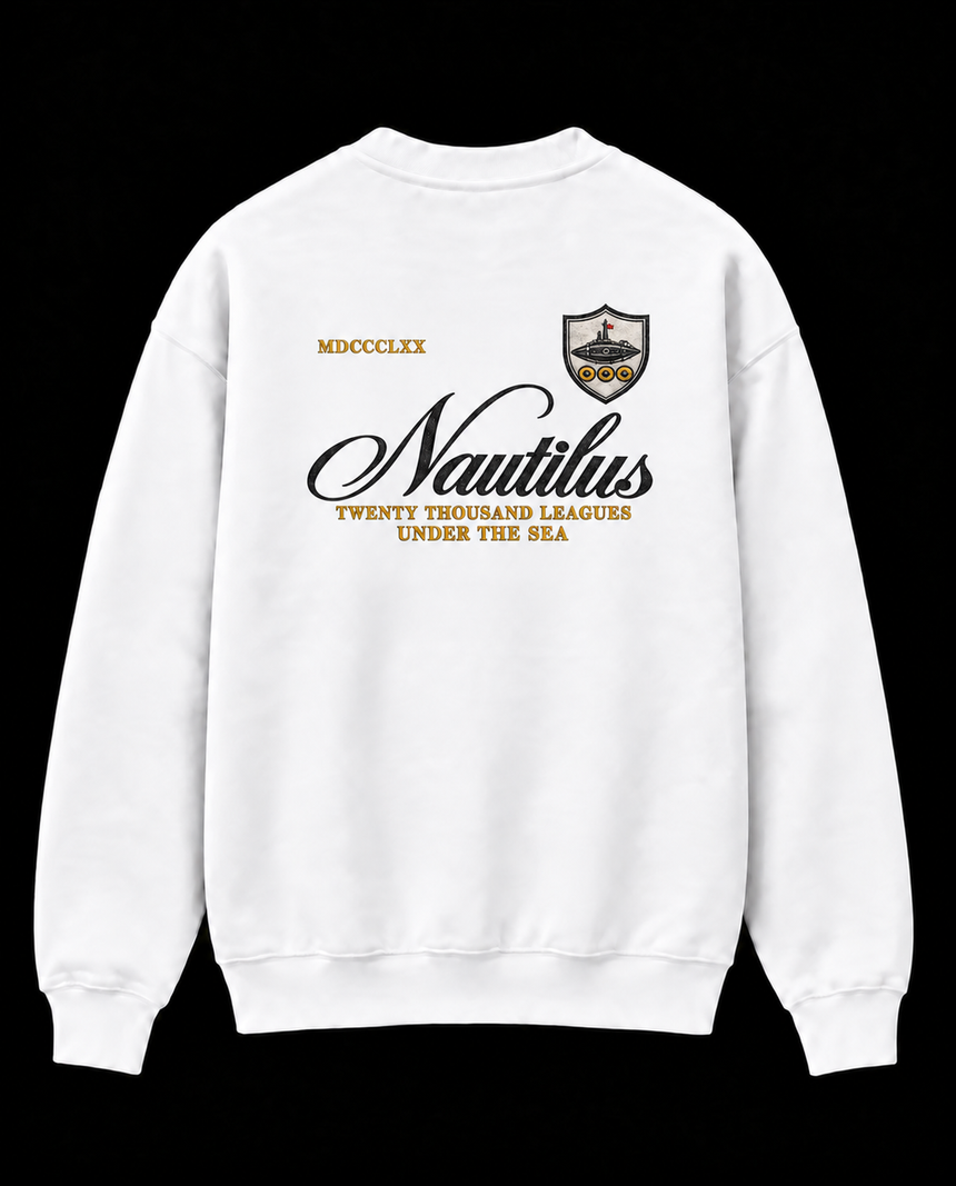 De La Forme Nautilus Submarine Embroidered Black Crewneck Sweatshirt