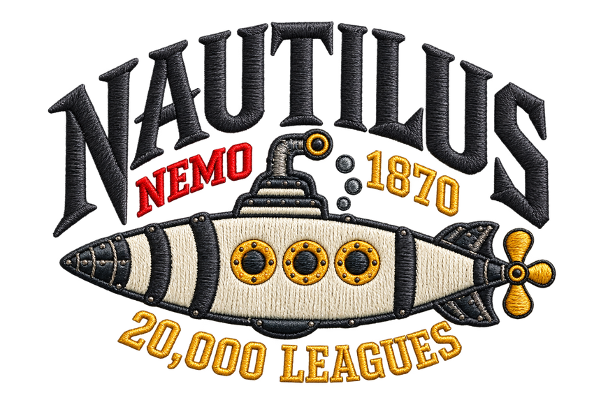 De La Forme Nautilus Submarine Embroidered Black Crewneck Sweatshirt