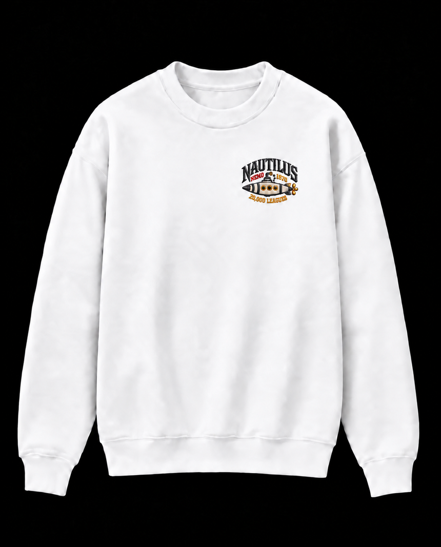 De La Forme Nautilus Submarine Embroidered Black Crewneck Sweatshirt