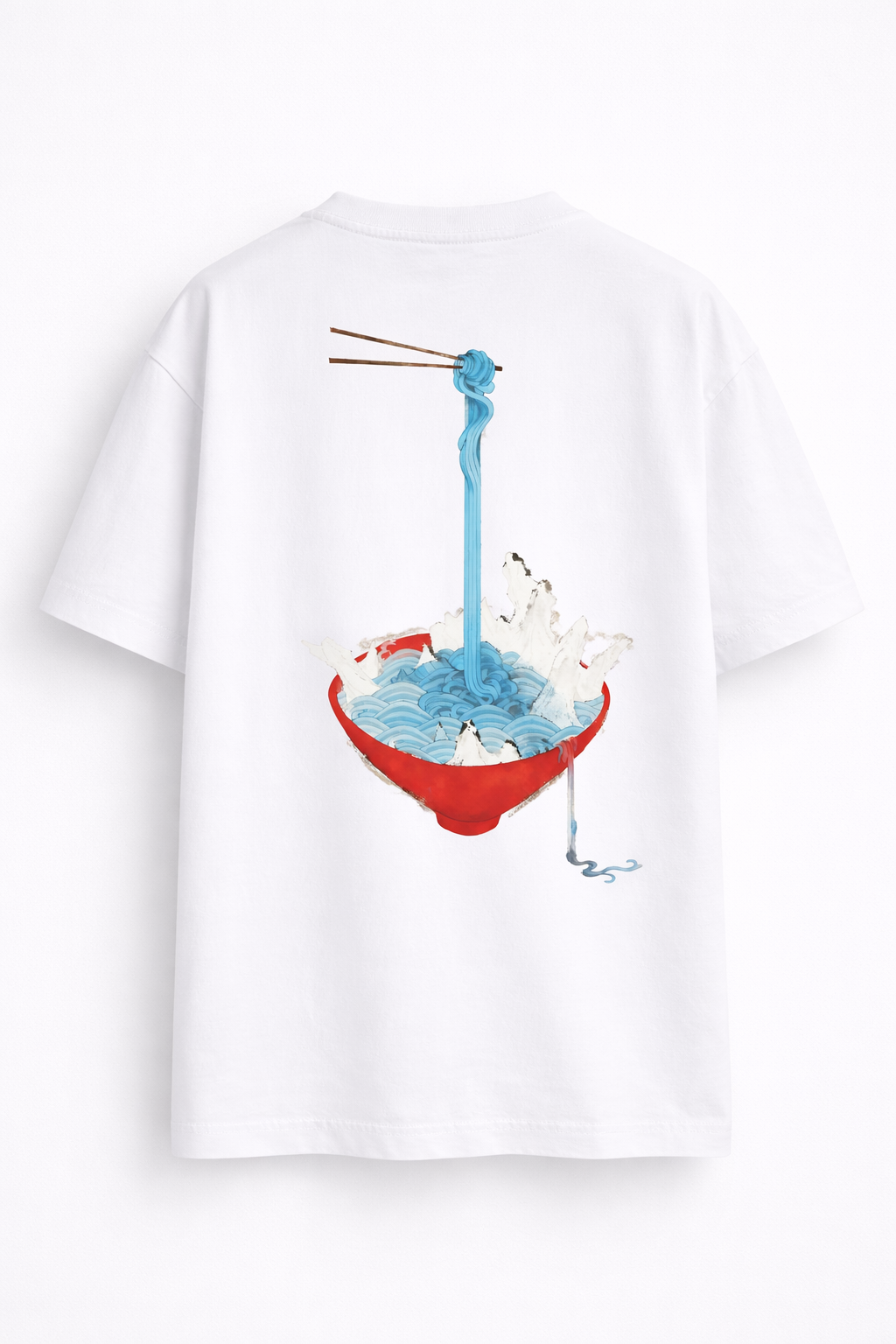 Surreal Minhwa Noodle Wave Graphic T-Shirt — Ocean Bowl Edition