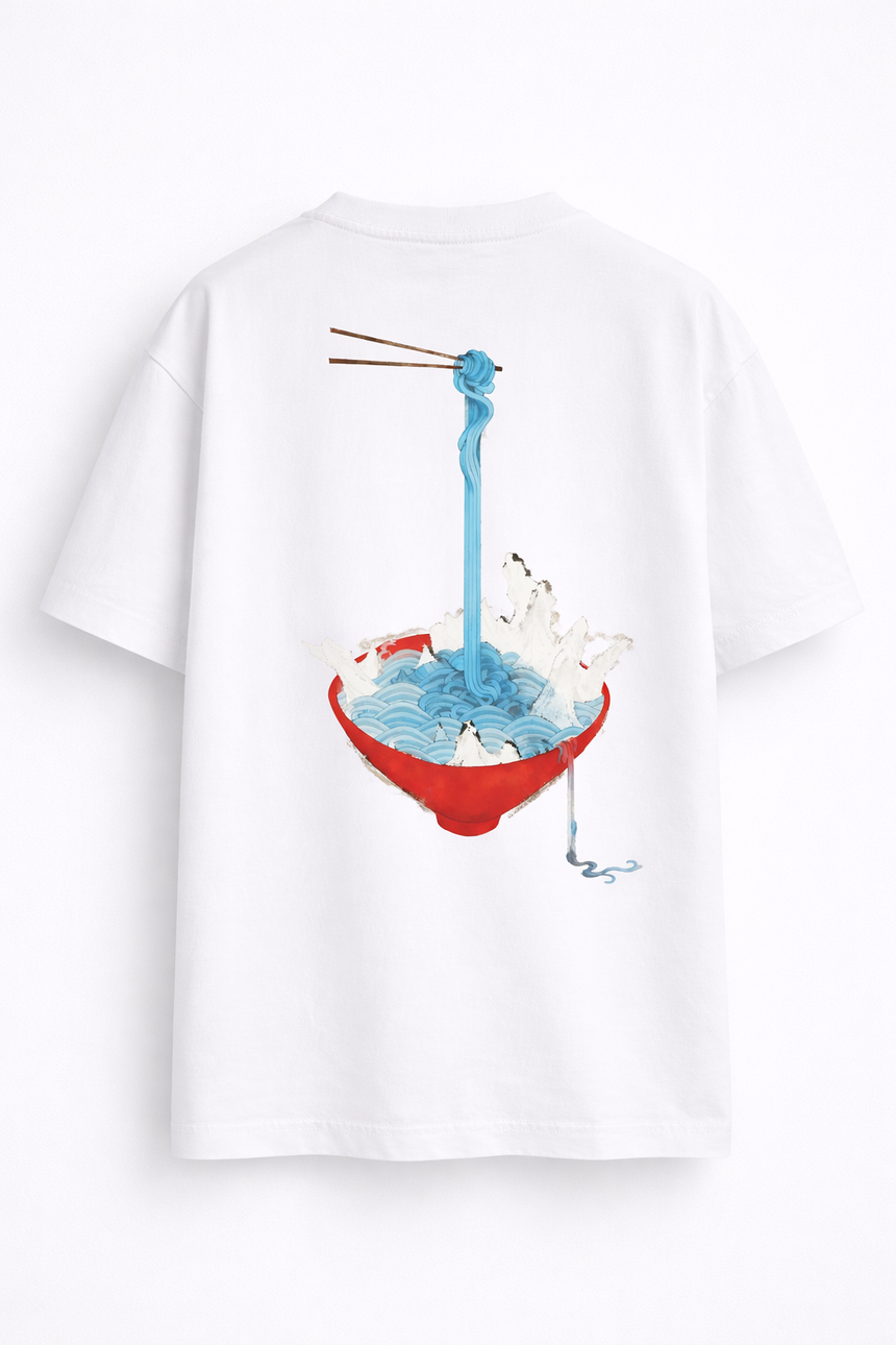 De La Forme Surreal Minhwa Noodle Wave Graphic T-Shirt — Ocean Bowl Edition