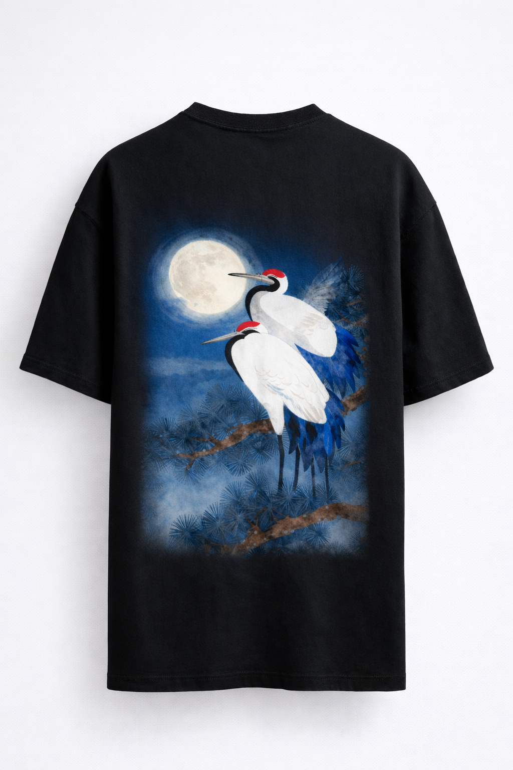 Moonlit Cranes — Eastern Archive Graphic Oversized T-Shirt
