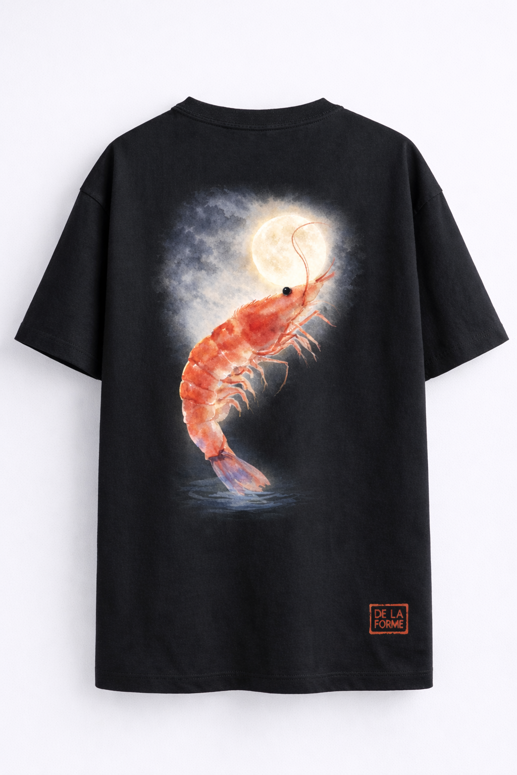 Moonlit Shrimp — Eastern Watercolor Graphic Oversized T-Shirt