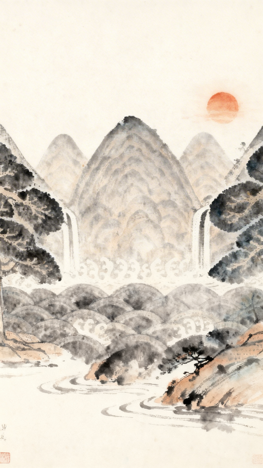 De La Forme Ilwol Obongdo Korean Landscape Graphic T-Shirt – Archive Artwear Edition