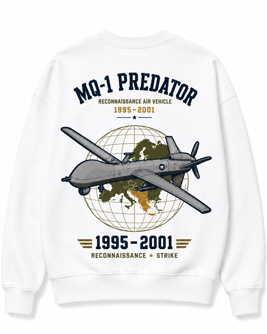 De La Forme MQ-1 Predator Embroidered & Graphic Crewneck