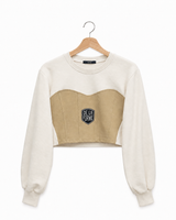 DE LA FORME Corset Panel Cropped Sweatshirt – Cream & Beige
