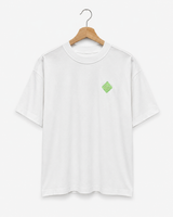 DE LA FORME Neon Green Embroidered Logo T-Shirt – White