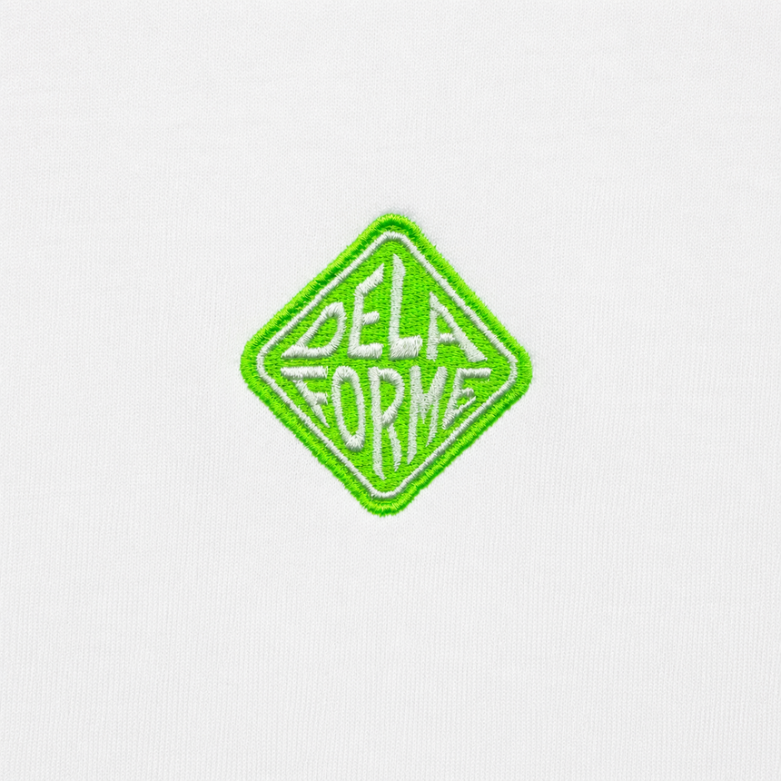 De La Forme Neon Green Embroidered Logo T-Shirt – White