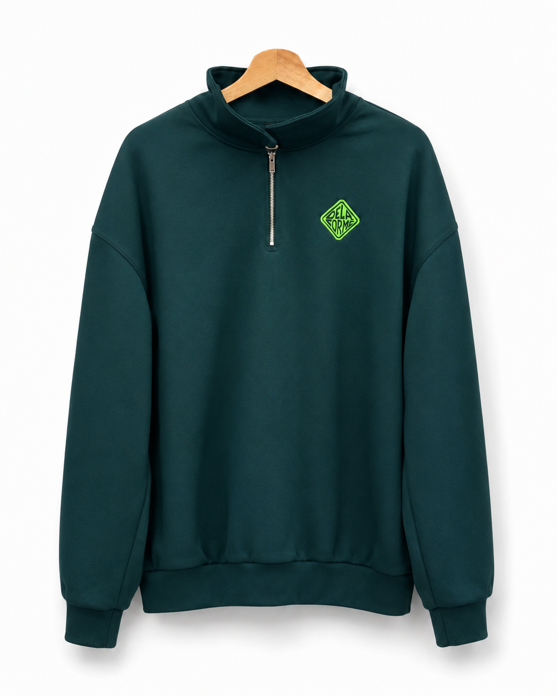 De La Forme Diamond Logo Quarter-Zip Pullover – Forest Green