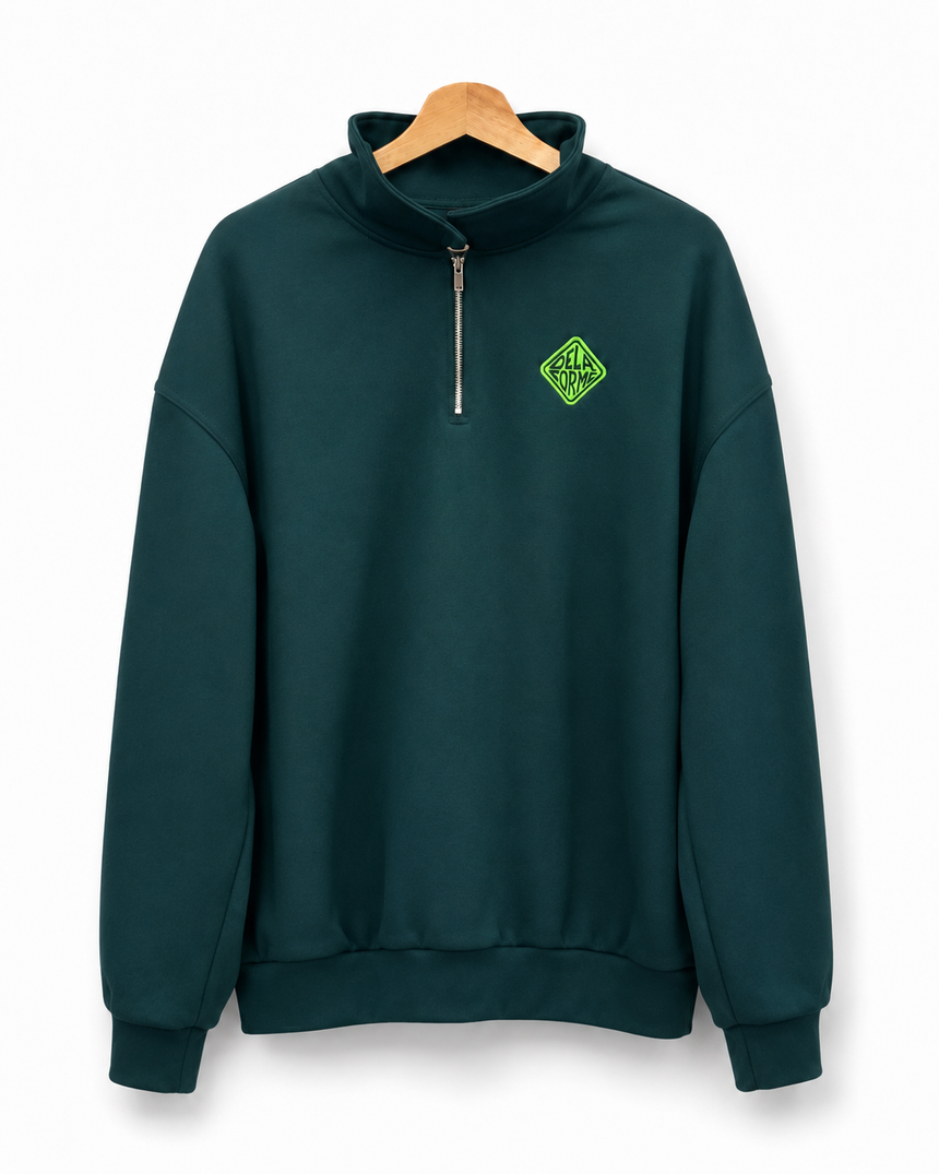 De La Forme Diamond Logo Quarter-Zip Pullover – Forest Green