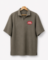 De La Forme Embroidered Open-Collar Short Sleeve Shirt – Olive