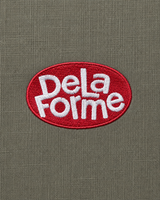 De La Forme Embroidered Open-Collar Short Sleeve Shirt – Olive