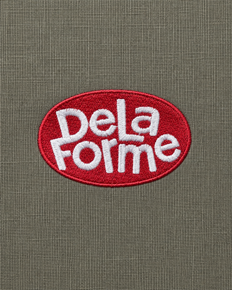 De La Forme Embroidered Open-Collar Short Sleeve Shirt – Olive