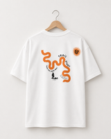 Trail Study Graphic Embroidered Oversized T-Shirt – White