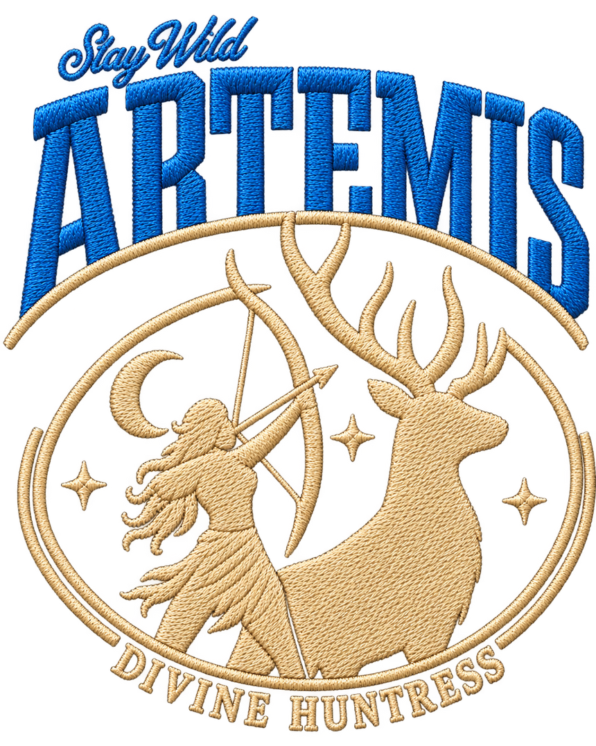 De La Forme Artemis Divine Huntress Embroidered Black Oversized Sweatshirt