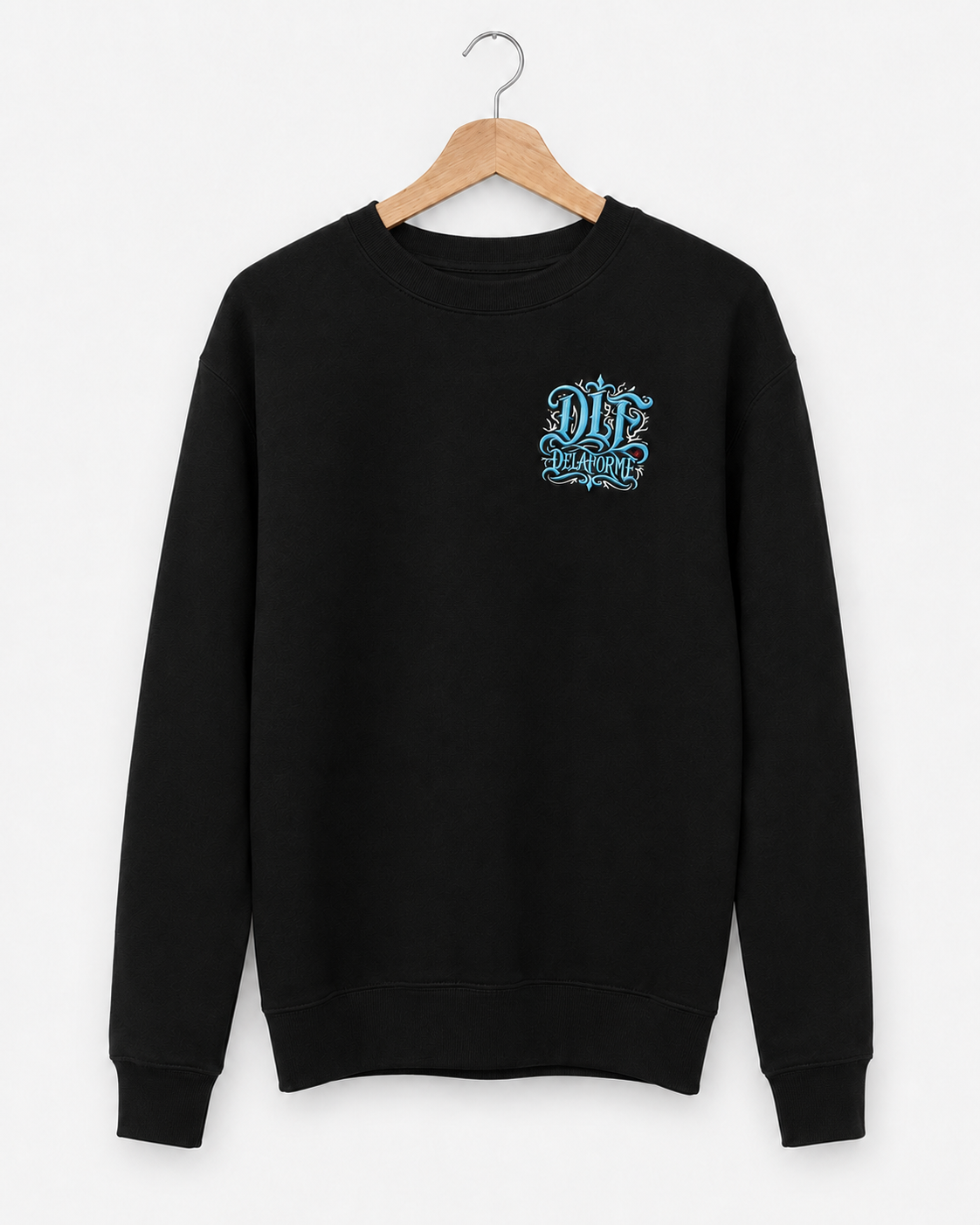 De La Forme DLF Embroidered Gothic Logo Black Sweatshirt