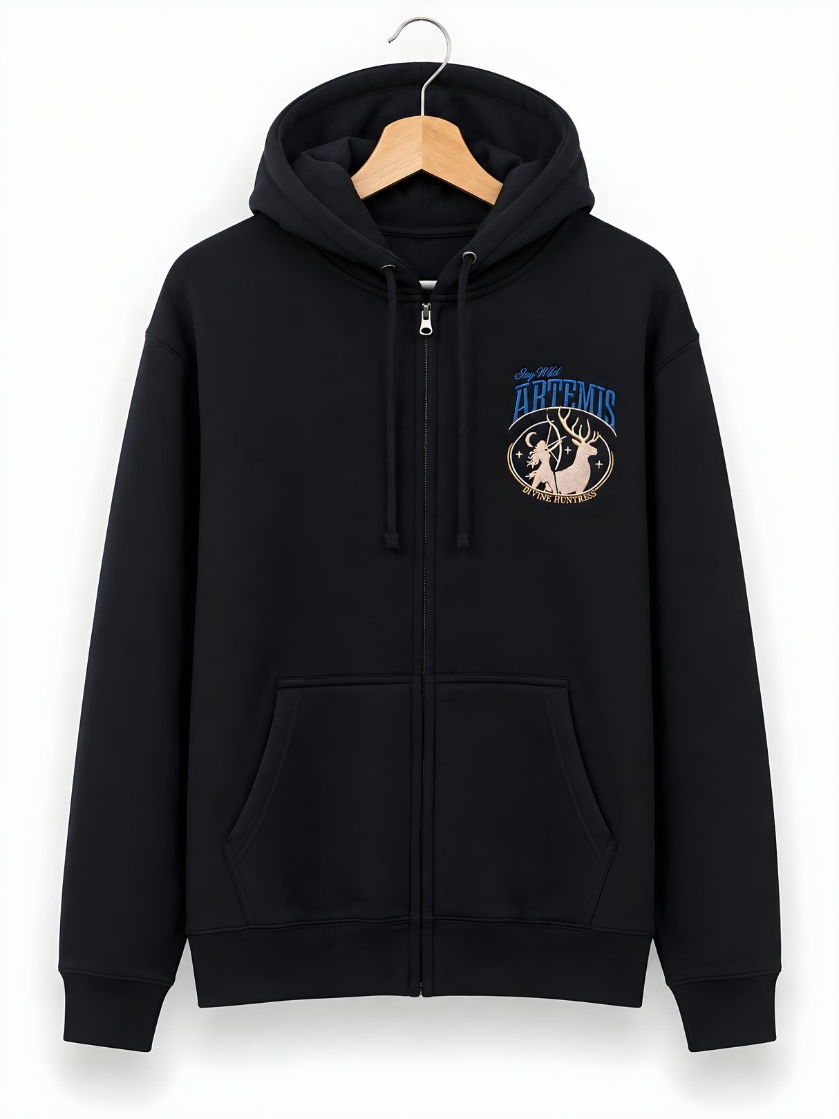 Artemis Divine Huntress Embroidered Black Oversized Sweatshirt