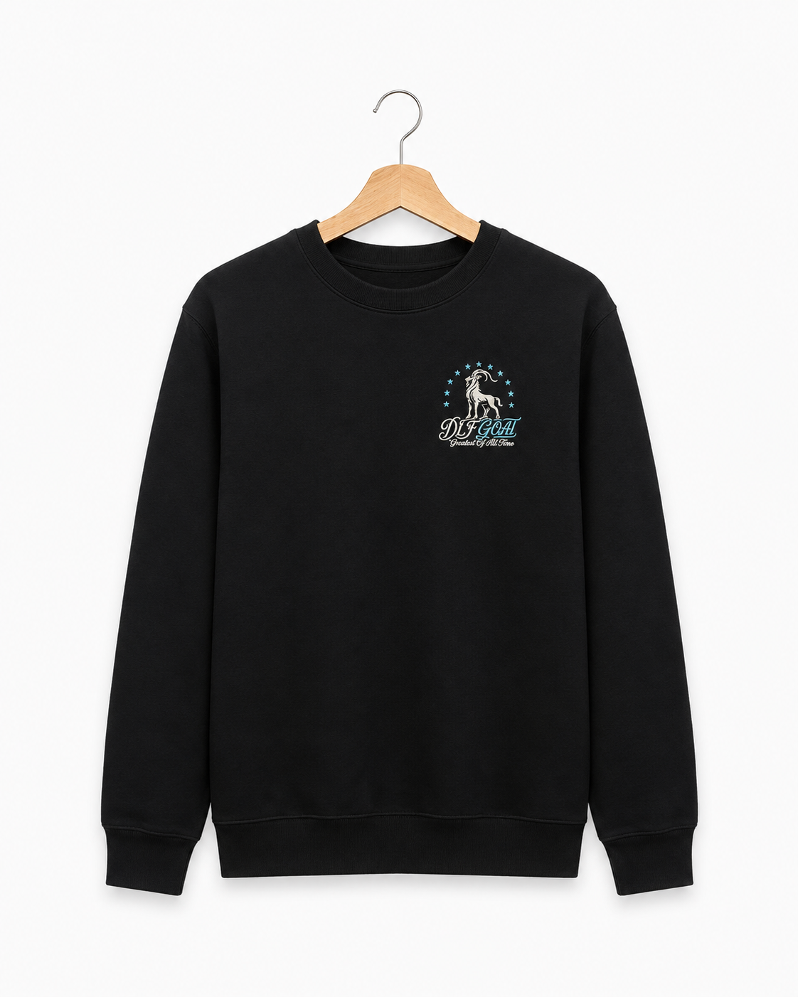 DLF GOAT Embroidered Black Crewneck Sweatshirt