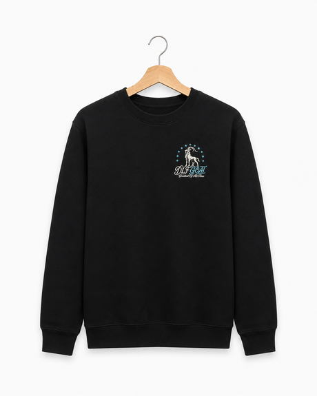 DLF GOAT Embroidered Black Crewneck Sweatshirt