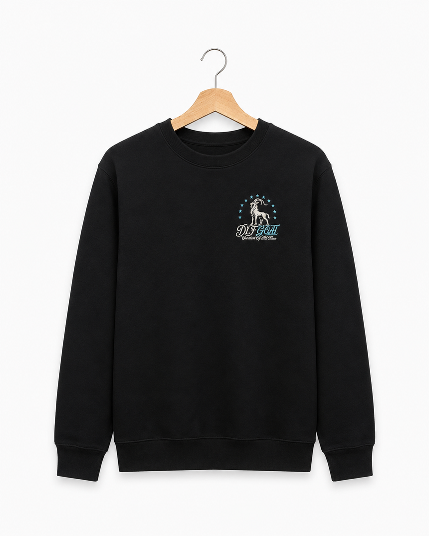 De La Forme DLF GOAT Embroidered Black Crewneck Sweatshirt