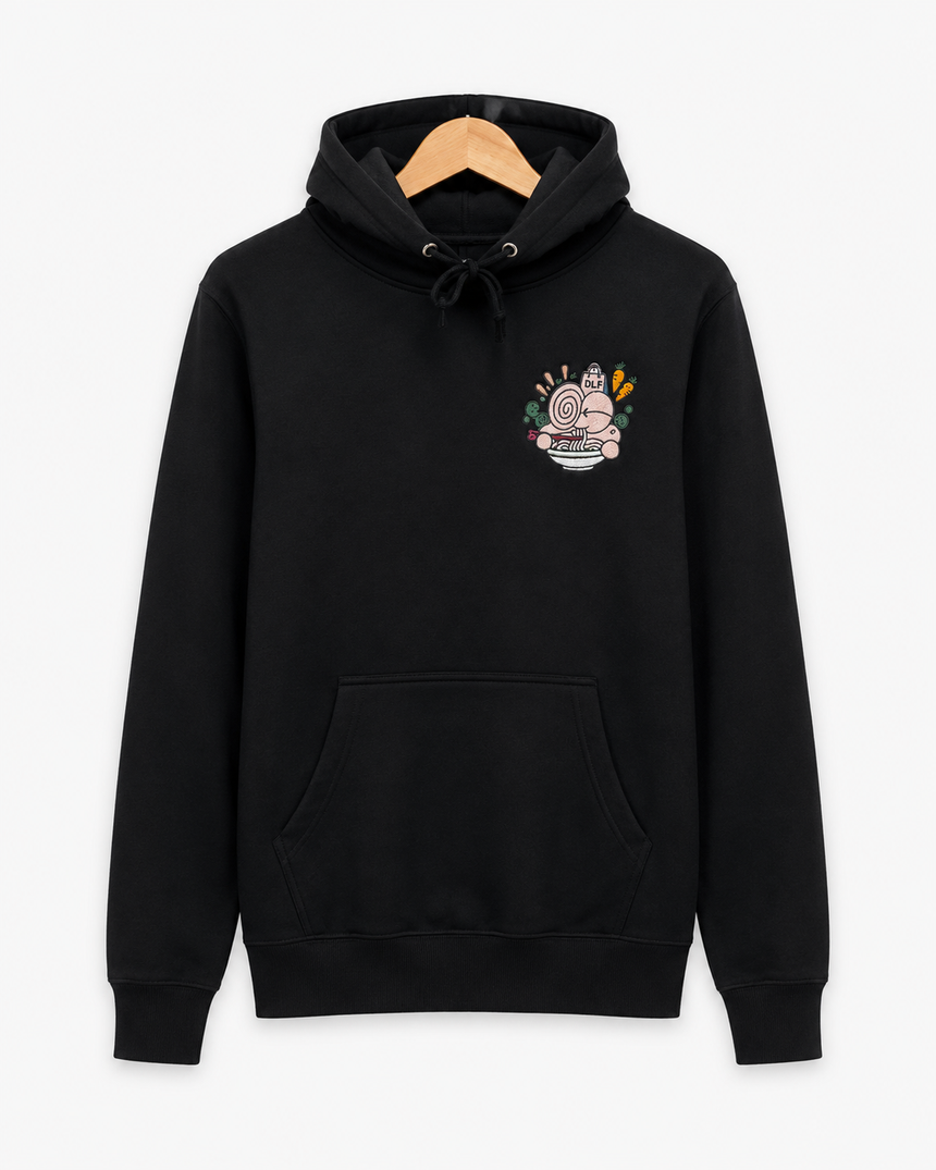 De La Forme DLF Noodle Mascot Embroidered Black Hoodie