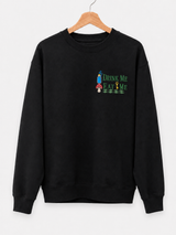 Drink Me Eat Me Embroidered Black Crewneck Sweatshirt
