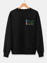 Drink Me Eat Me Embroidered Black Crewneck Sweatshirt