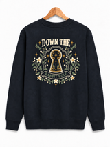 De La Forme Drink Me Eat Me Embroidered Black Crewneck Sweatshirt