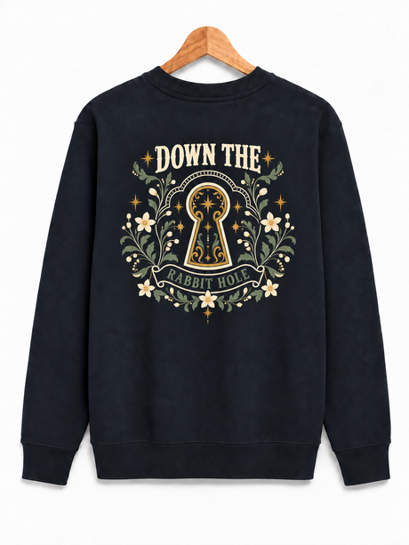 De La Forme Drink Me Eat Me Embroidered Black Crewneck Sweatshirt