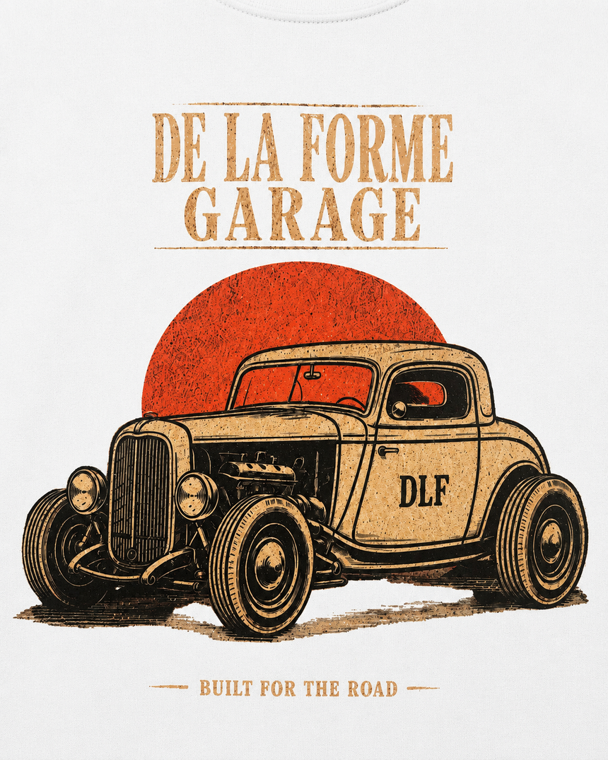 De La Forme Garage Vintage Hot Rod Graphic T-Shirt
