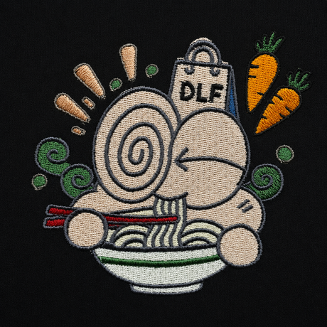 DLF Noodle Mascot Embroidered Black Hoodie