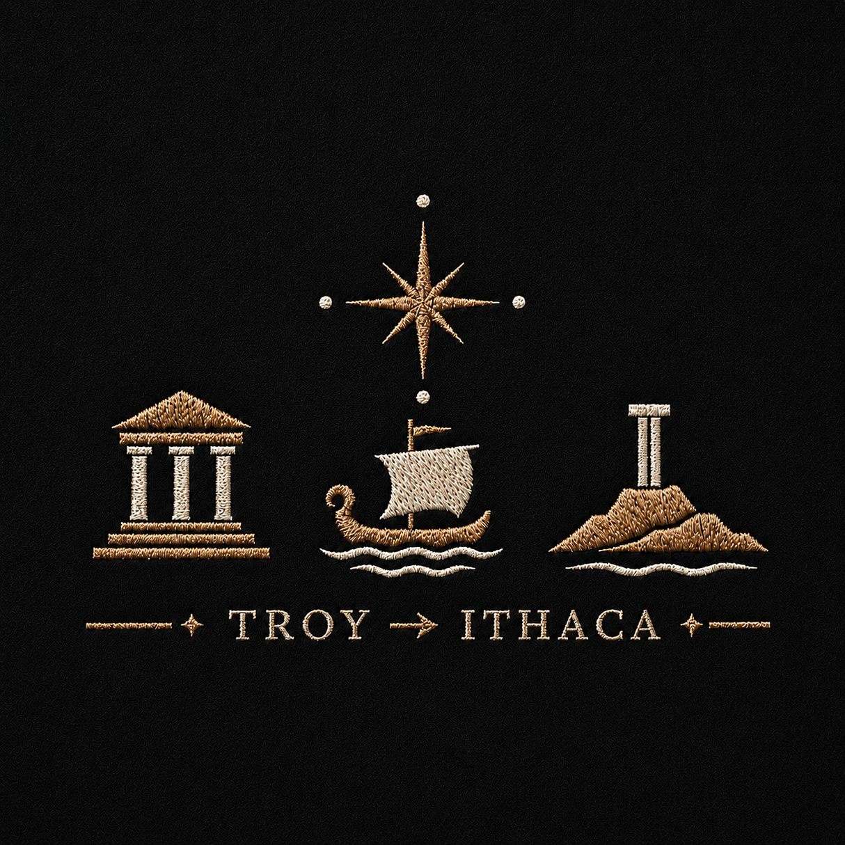 Odyssey Troy to Ithaca Embroidered Zip-Up Hoodie