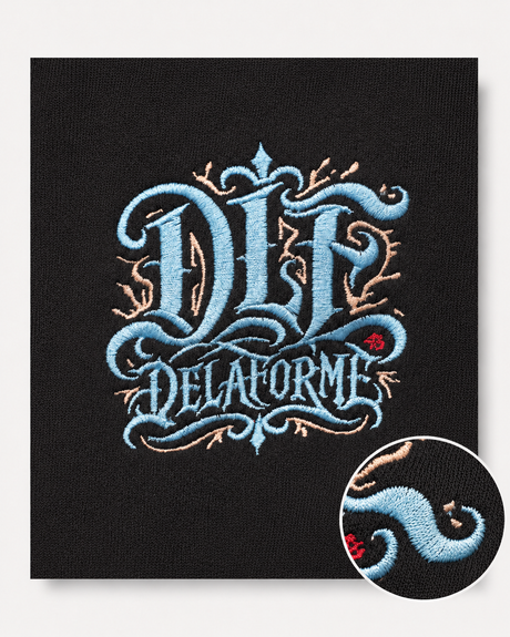 De La Forme DLF Embroidered Gothic Logo Black Sweatshirt