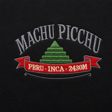 Machu Picchu Embroidered Black Crewneck Sweatshirt