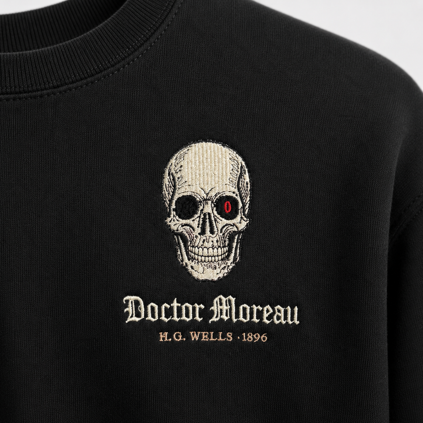De La Forme Doctor Moreau Skull Embroidered Crewneck Sweatshirt