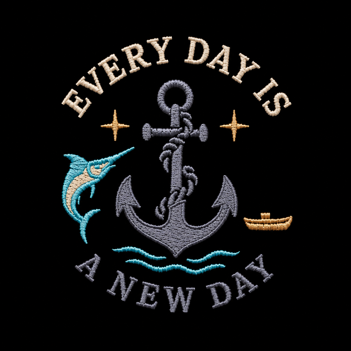 Every Day Is A New Day Nautical Embroidered Crewneck Sweatshirt