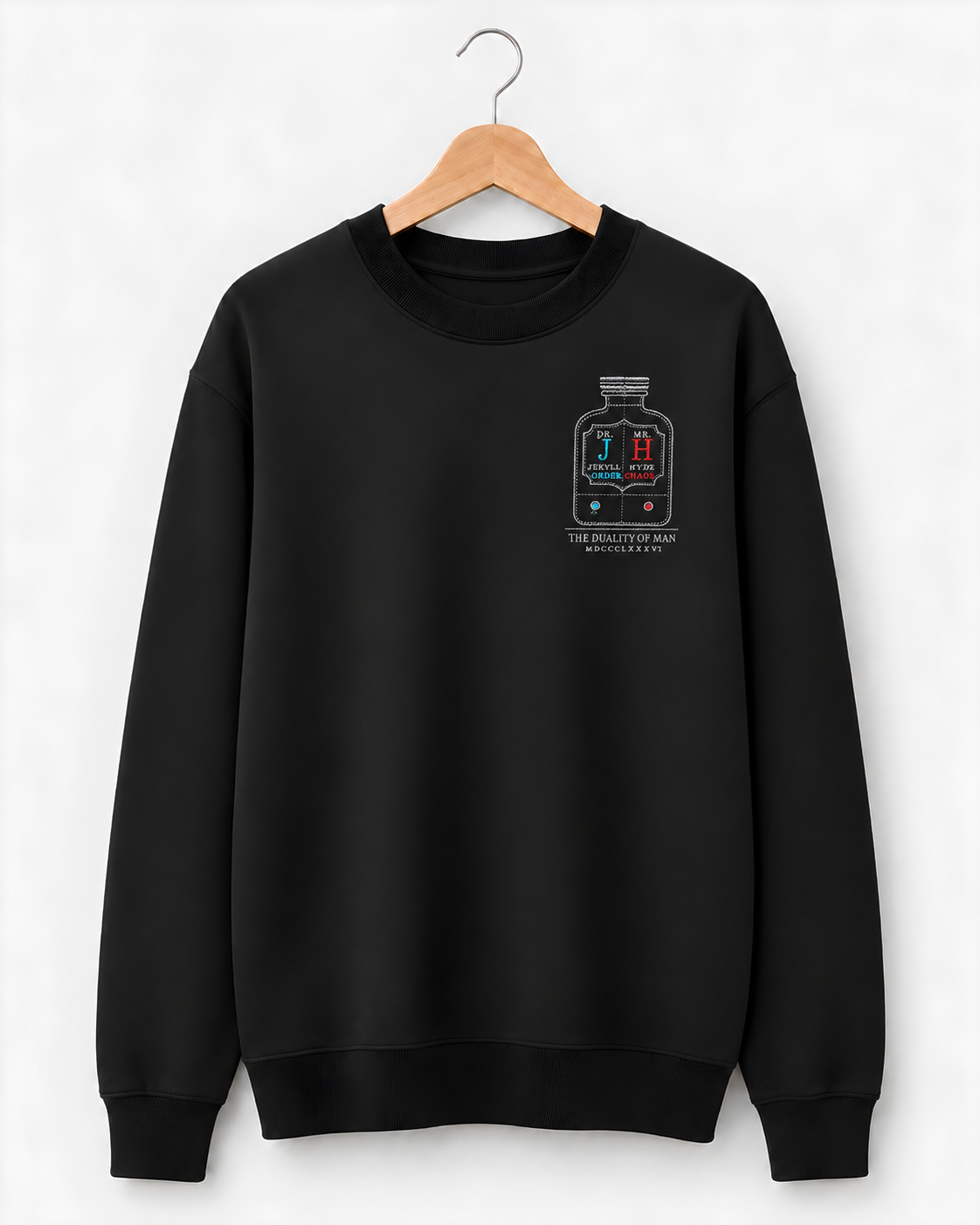 Jekyll & Hyde Apothecary Bottle Embroidered Crewneck Sweatshirt