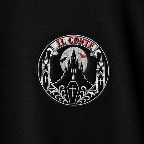 IL CONTE Dracula Castle Embroidered Black Crewneck Sweatshirt