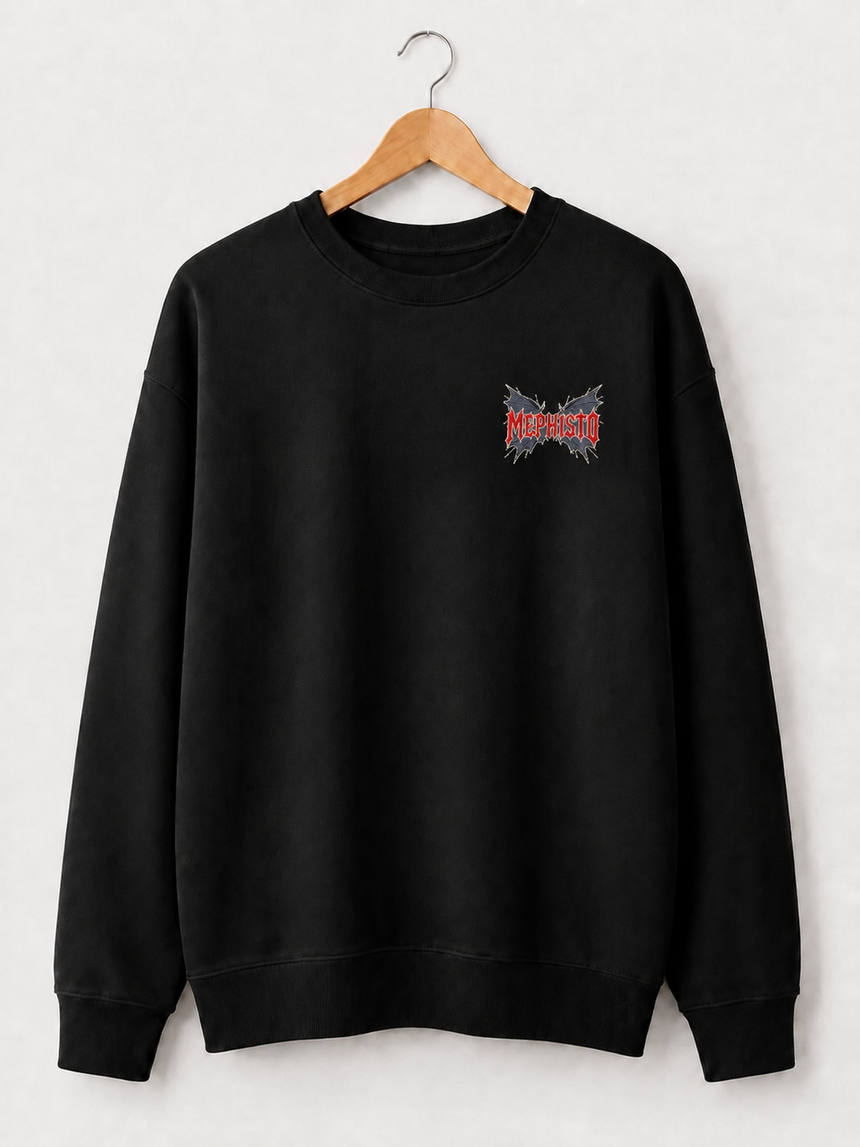 De La Forme Mephisto Bat Wing Embroidered Crewneck Sweatshirt