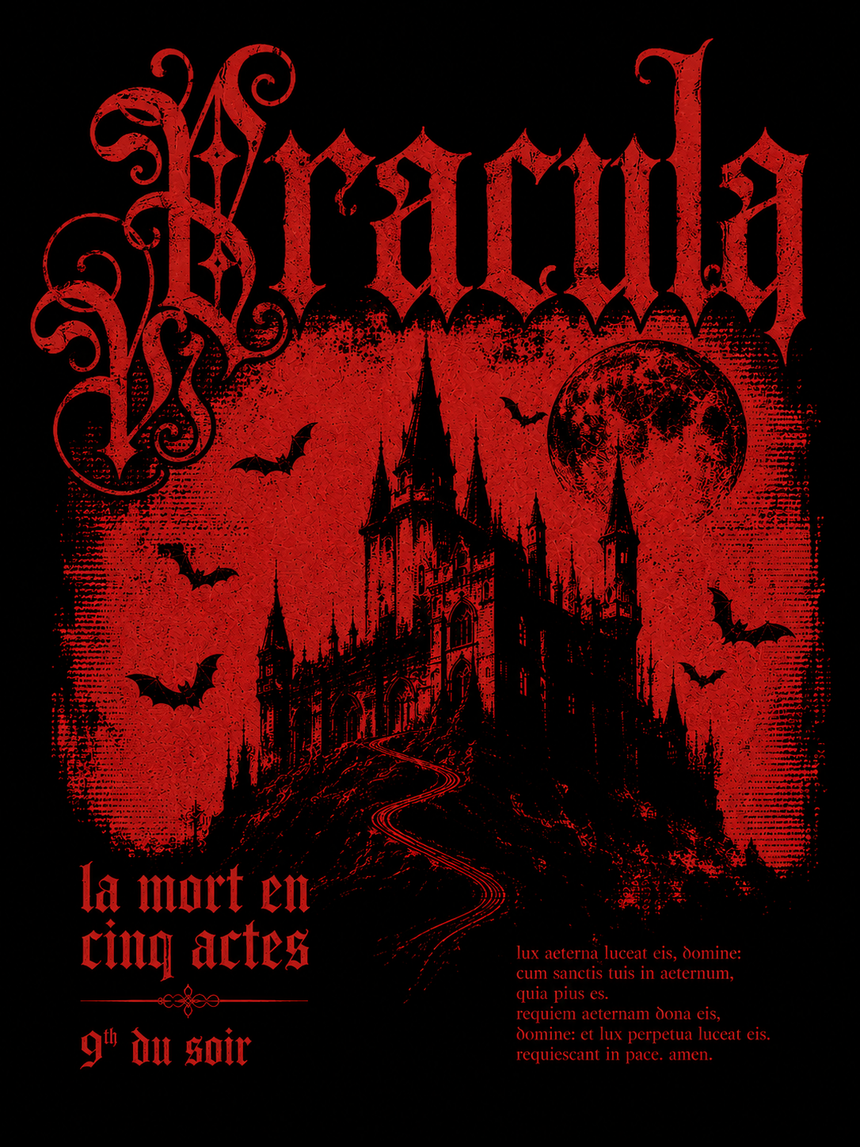 De La Forme IL CONTE Dracula Castle Embroidered Black Crewneck Sweatshirt