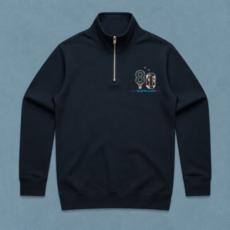 De La Forme Around the World in 80 Days Stencil Half Zip Crew (Vegan-Friendly)