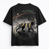 Korean Minhwa Tiger Graphic T-Shirt — Minimal Ink Wash & Gold Accent Design