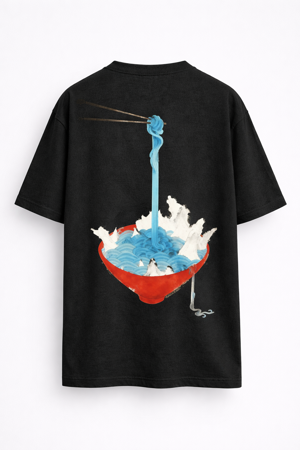 Surreal Minhwa Noodle Wave Graphic T-Shirt — Ocean Bowl Edition