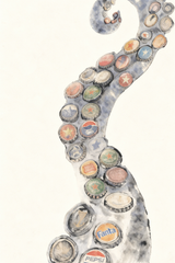 Bottle Cap Octopus — Vintage Ocean Graphic Oversized T-Shirt