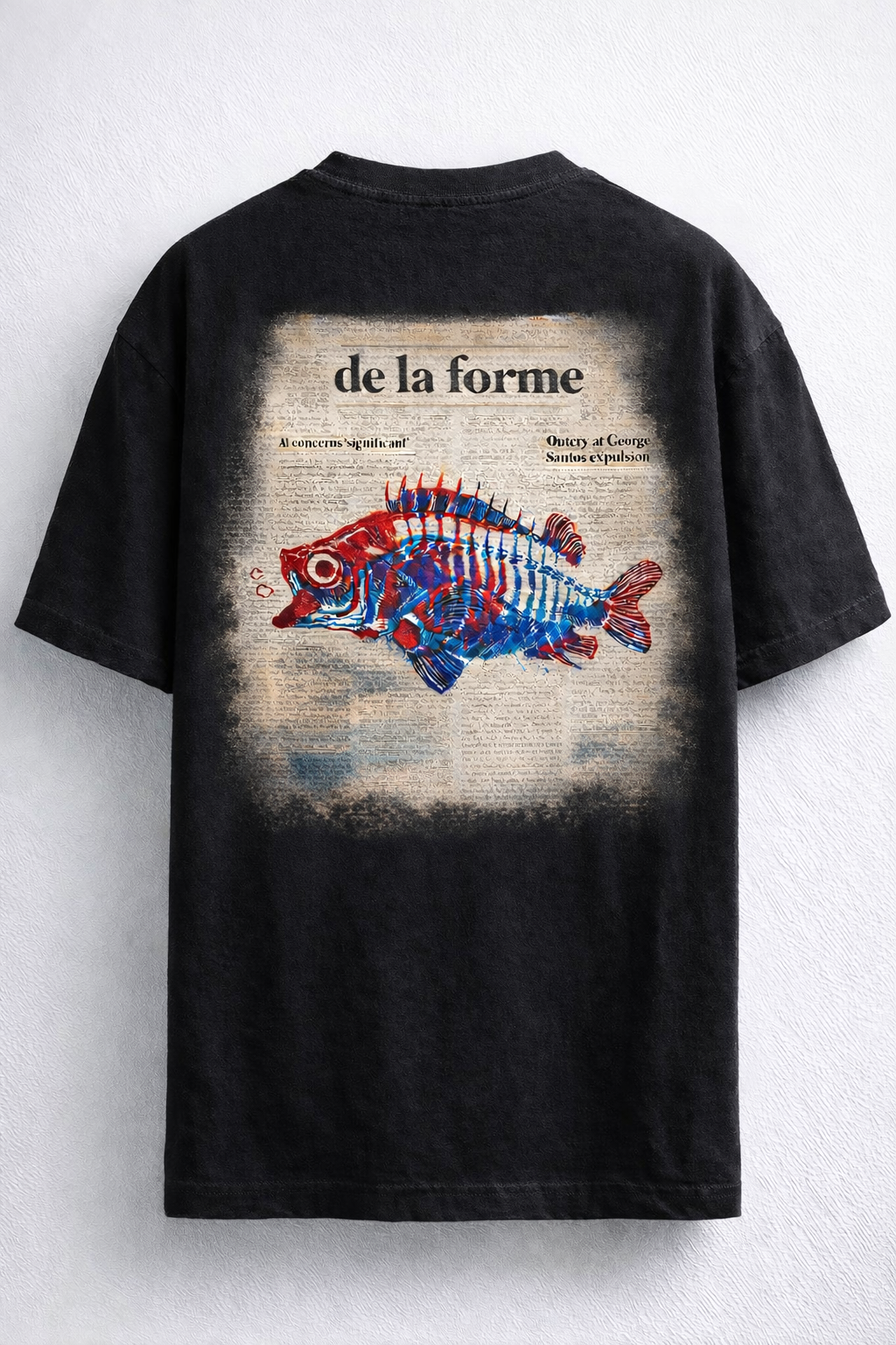 De La Forme De La Forme Archive — Anatomical Fish Newspaper Graphic Oversized T-Shirt